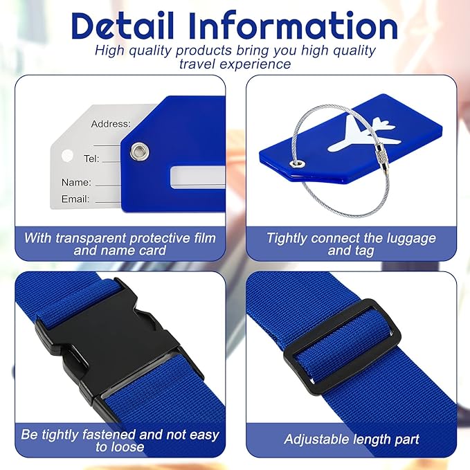 Weewooday 8 Pcs Luggage Straps Suitcase Tags Set - Image 3