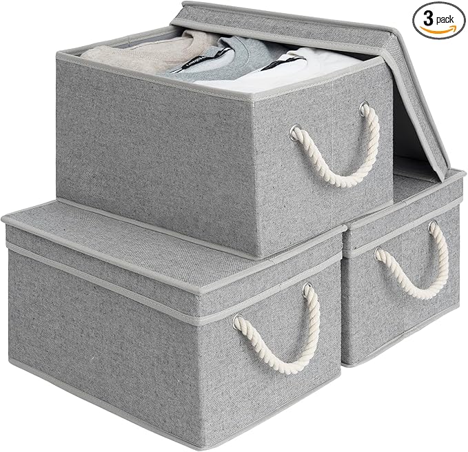 StorageWorks Storage Bins with Lids, Decorative Storage Boxes with Lid and Soft by StorageWorks