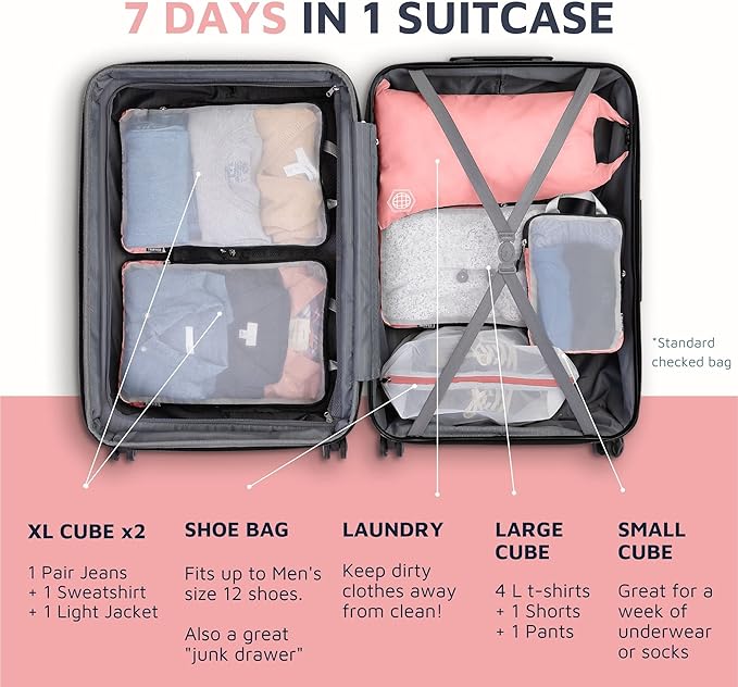 Large Packing Cube Set with See Through Mesh- Compression Packing Cubes Travel - Image 3
