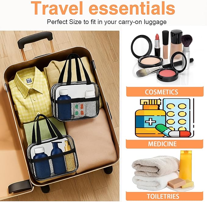 XEWEA 2PCS Small TSA Approved Clear Travel Toiletry Bags - Image 7