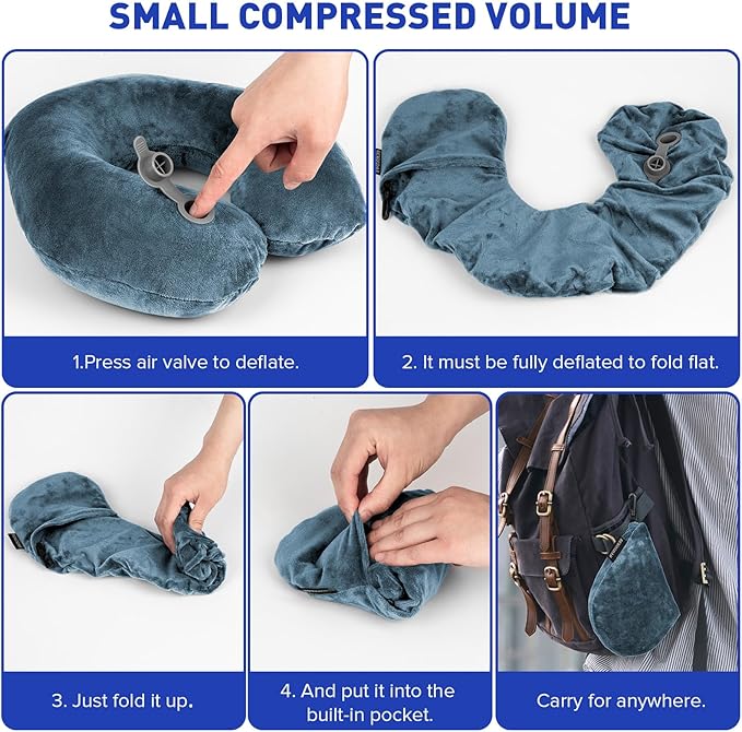 Rewondah Neck Pillows for Travel, Inflatable Travel Pillow, Inflatable Neck - Image 6