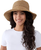 Womens Wide Brim Straw Sun Hat Foldable Floppy Crochet Beach Hat - Image 2