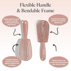 Kitsch Hair Brush Detangler – Flexi Flow Hair Brush for Women, Men & Kids | Detangling Brushes for Curly Hair with Bendable Frame, Bounce Curl Defining Brush for Wet or Dry Strands - Terracotta