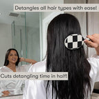 FRAMAR Checkered Print Hair Brush Detangler – Wet Hair Brushes For Women, Womens Hair Brush, Black and White Checkered Hair Accessories, Hairbrush For Women, Cepillos Para Cabello – Detangle Brush