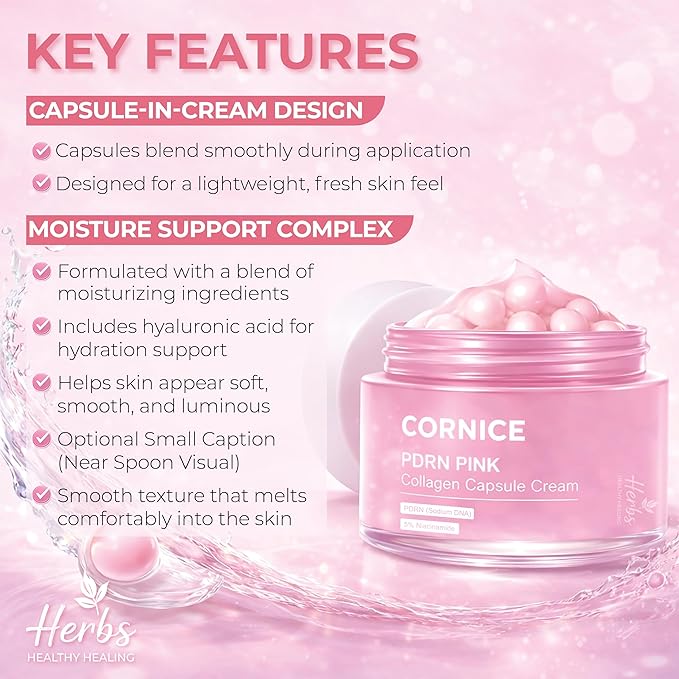 Salmon PDRN Pink Collagen Capsule Cream, Face Moisturizer | Lightweight Hydrating Cream with Collagen, Sodium Hyaluronate & Retinol | Korean Skincare, 1.94 oz