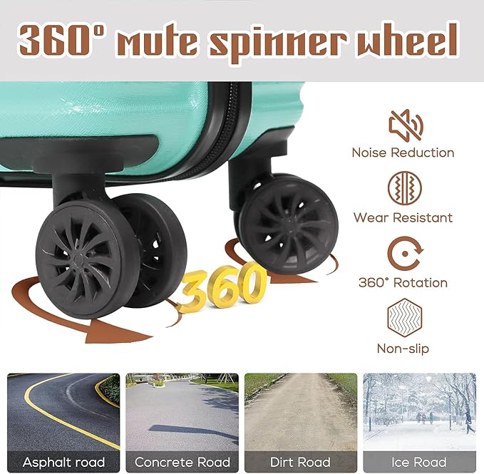 Luggage Set 3 Piece Luggage Set ABS hardshell Spinner Wheels Luggage Carry on - Image 4