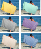 HILLFAIR Cotton Turkish Beach Towels- Lightweight Sand Free Peshtemal Hammam - Image 2