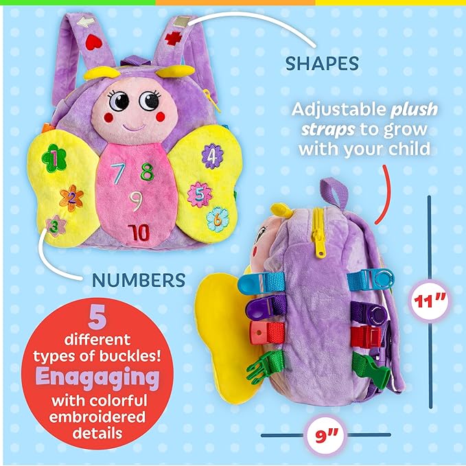 Buckle Toys Blossom Butterfly Toddler Backpack - Image 4