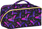 Makeup Organizer Bag, Purple Bat Gothic Travel Makeup Bags Makeup Vanity Case Large Capacity Rhombus Cosmetic Toiletry Bag for Girl Women Ladies