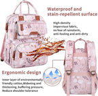 Diaper Bag Backpack for Baby Girl, Large Pink Floral Baby Diaper Bags, Baby - Image 6