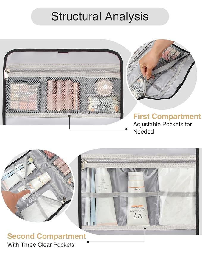 Relavel Travel Toiletry Bag for Men, Hanging Toiletry Bag for Women Makeup - Image 4