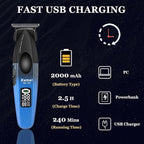 KEMEI 1669 Beard Trimmer for Men, Cordless Hair Trimmers with LED Display, 9000 RPM Hair Clippers for Barber with Charging Base, DLC Coated T-Blade