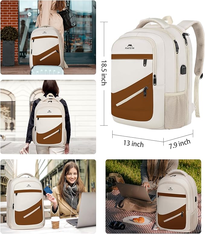 MATEIN 17.3 Inch Womens Laptop Backpack, Water Resistant Work Business Backpack - Image 5