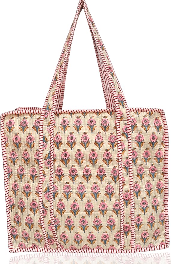 Cotton Quilted Tote Bag for Women – Large Beach & Travel Tote by ThirdEyeExport