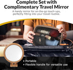 Cosmetic Bag Set - Premium Quality Travel Makeup Bag w/Clear Transparent Front, Best Gift for Travel - 3pcs Gift Set, Large & Small Makeup Bags & Portable Mirror in a Beautiful Gift Box (Nude)