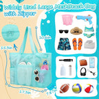 Tagitary Mesh Beach Bag with Zipper Large Beach Tote Waterproof Sandproof with - Image 2