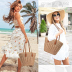 Straw Beach Bags for Women Woven Beach Tote Bag Casual Boho Large Shoulder - Image 2