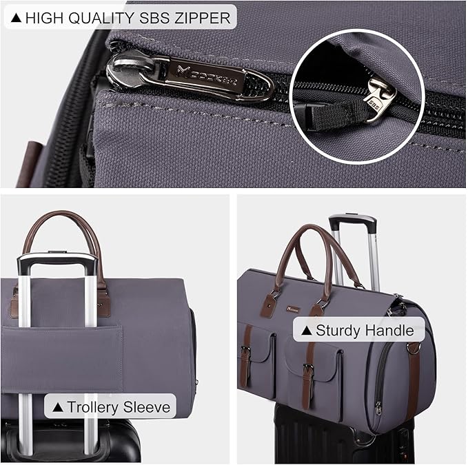 Modoker Garment Convertible Weekender Bag, Carry on Canvas Garment Duffle Bag - Image 4