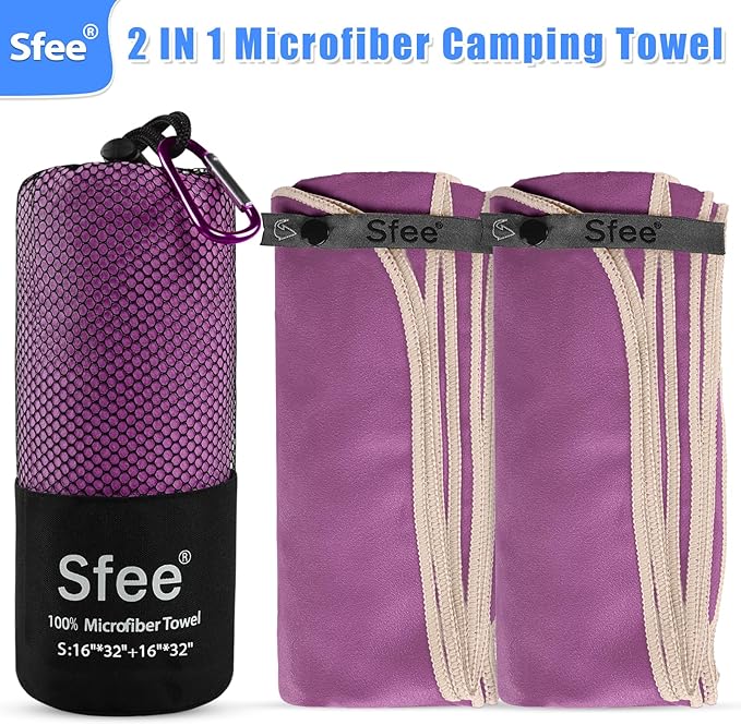 Sfee 2 Pack Microfiber Travel Towel, Quick Dry Towel Camping Beach Towel Super - Image 6