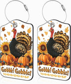 2 Pack Autumn Turkey and Pumpkin Luggage Tags by Unknown