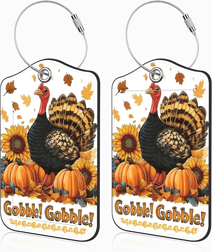 2 Pack Autumn Turkey and Pumpkin Luggage Tags by Unknown