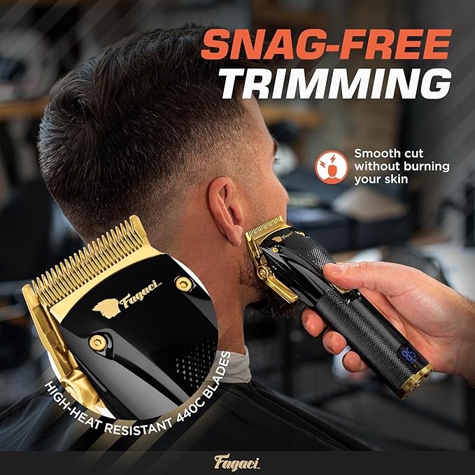 Fagaci Professional Hair Clippers, Hair Scissors & Hair Trimmer Extremely Sharp, Hair Shears, Turbo Power Cordless Hair Clippers & Hair Trimmer Set