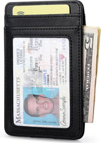 Buffway Mens Slim Wallet, Minimalist Thin Front Pocket Leather Credit Card - Image 2