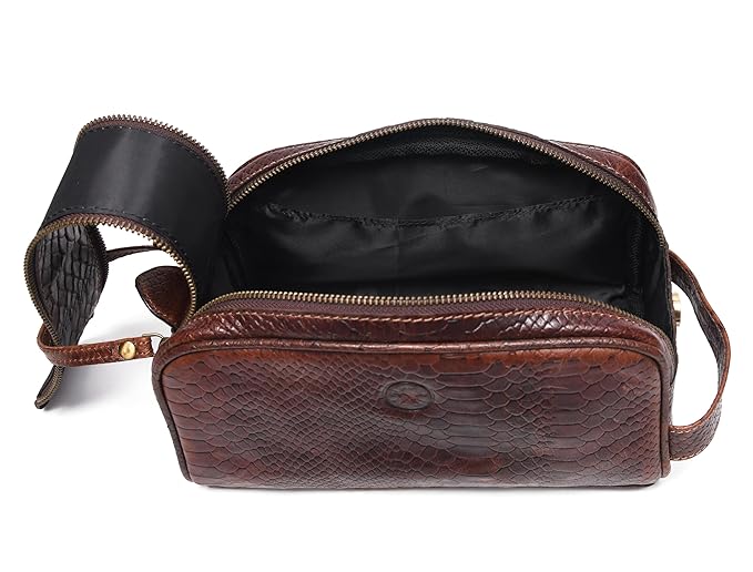 10" Premium Leather Toiletry Travel Pouch - Image 8