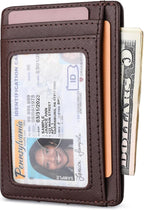 Buffway Slim Minimalist Front Pocket RFID Blocking Leather Wallets - Image 2