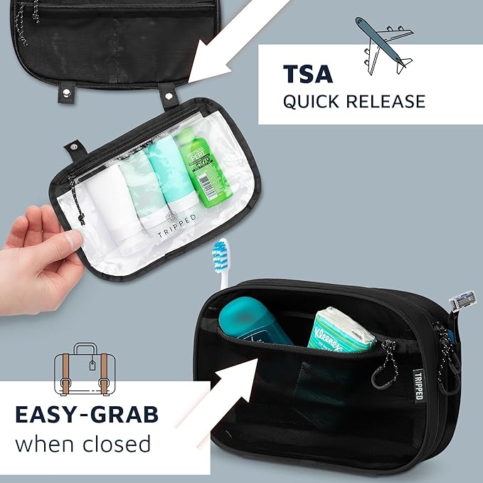 Toiletry Bag Kit Set: Hanging Travel Toiletry Bag + 311 TSA Cosmetic Liquid Bag - Image 8