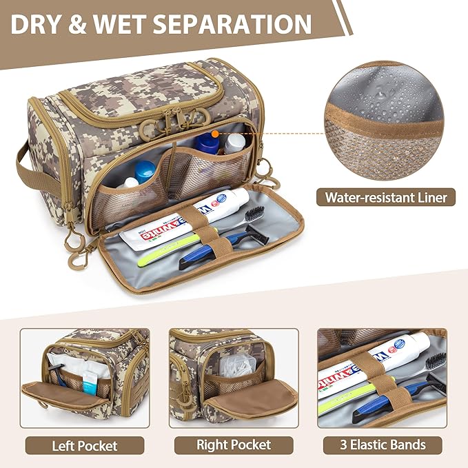 Tactical Toiletry Bag for Men, Hanging Hygiene Bag, Travel Dopp Kit Organizer - Image 2