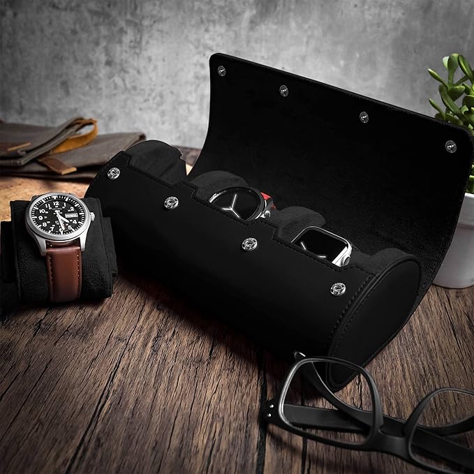Barton Leather Watch Roll for 3 Watches | Convenient Organizer Case for Travel - Image 7