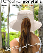 FURTALK Sun Hats for Women Ponytail UPF 50+ Beach Summer Hat Wide Brim Packable - Image 3