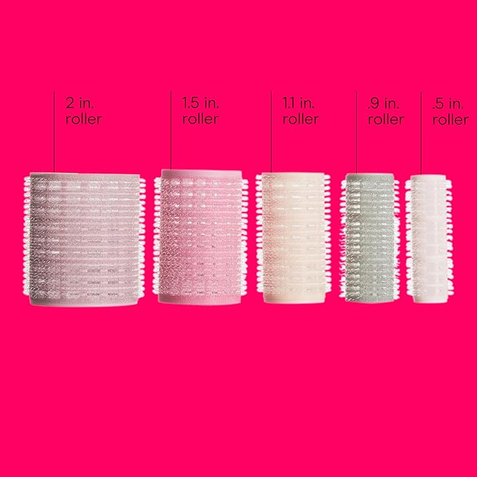 Conair Heatless Curls Hair Roller - 31 Count, Assorted sizes & Colors - Pink, Gray & Purple - Overnight Curl Rollers w/storage case