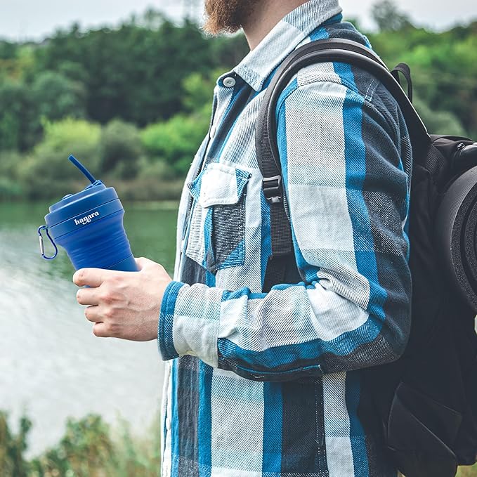Collapsible Cup with Reusable Straw – 18 Oz, Portable Travel Mug, Leak-Proof - Image 9