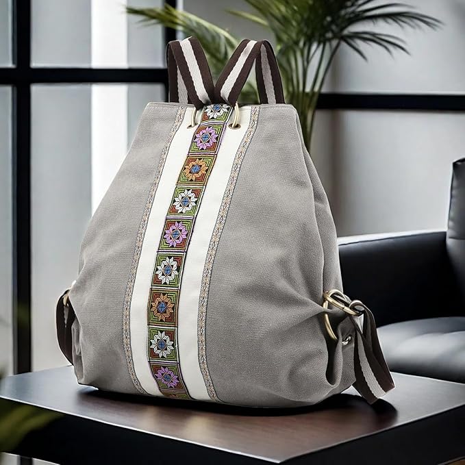 Goodhan Women Canvas Backpack Daypack Casual Shoulder Bag, Vintage Heavy-duty - Image 2