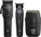 Professional Cordless Mens Hair Clippers & Beard Trimmer and Electric Shavers Kits & Sets,Metal Hair Clippers Cutting Grooming Kit with Long Battery Life for Family Barber Use (Black)