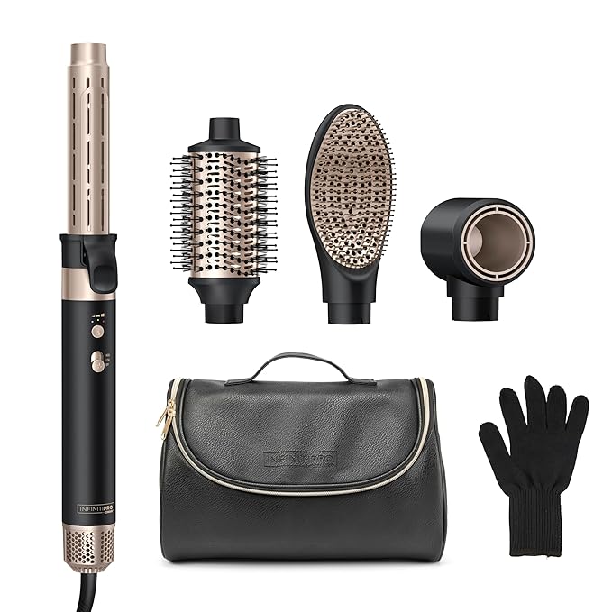 Infiniti PRO CONAIR Wet-to-Dry Styling Wand, Multi Hair Styling Tool for Curls, Waves, Blowouts, and Volume, 4 Attachments & Storage Bag, Amazon Exclusive, Black