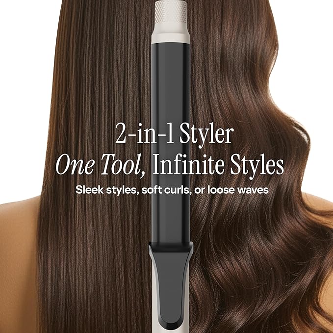 HOT Tools Pro Artist Protect & Style CurlStraight Styler | 2-in-1 Easy-to-Use, Use as Curling Iron, Flat Iron, or a Wand for Styling Curly or Straight Hair, 1 ¼" Curling Iron