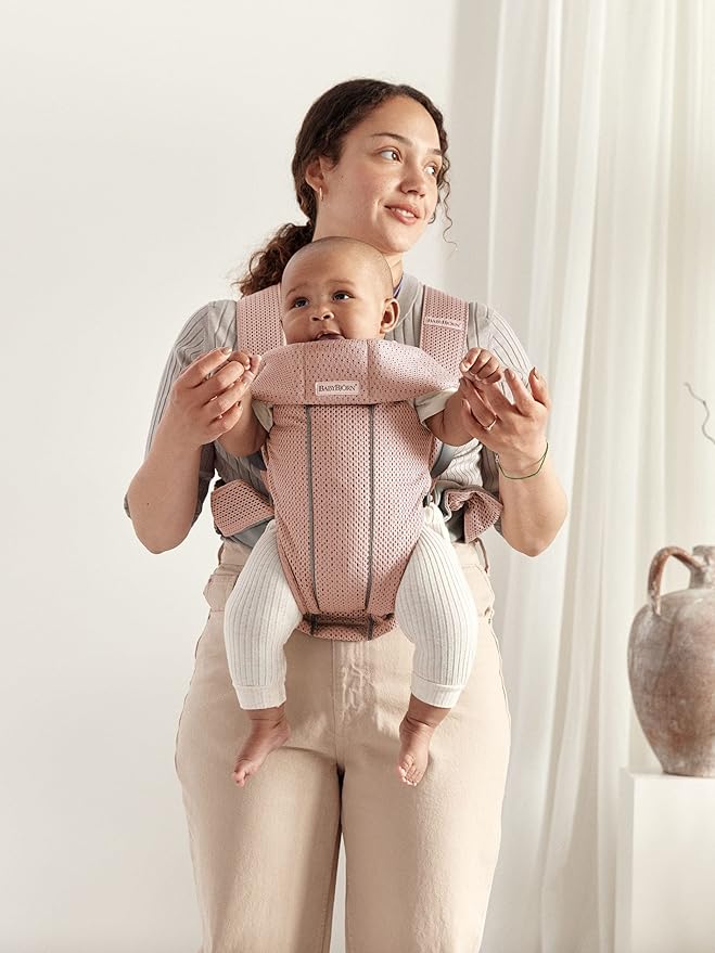 BabyBjörn Baby Carrier Mini, 3D Mesh, Dusty Pink | Newborn Carrier, Easy-to-Use - Image 5