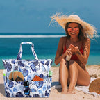 LEDAOU Large Beach Tote Bag Women Waterproof Sandproof Zipper Beach Tote Bag - Image 2