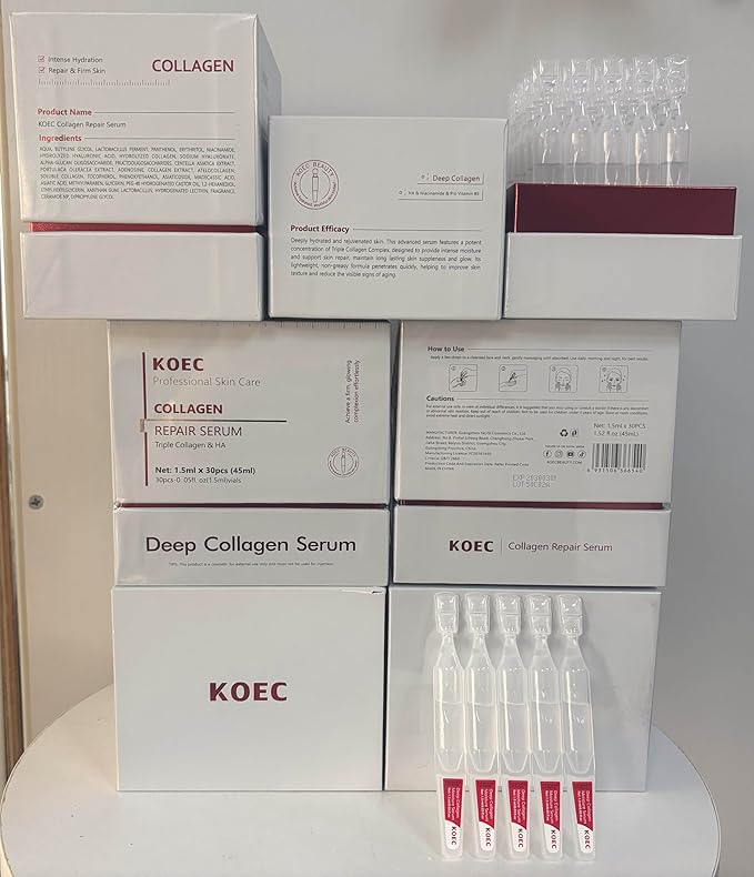 KOEC Collagen Repair Serum for Face 30PCS,Ultra Hydrating Anti-Aging Serum for Women,Moisturising & Boosting & Firming Lightweight