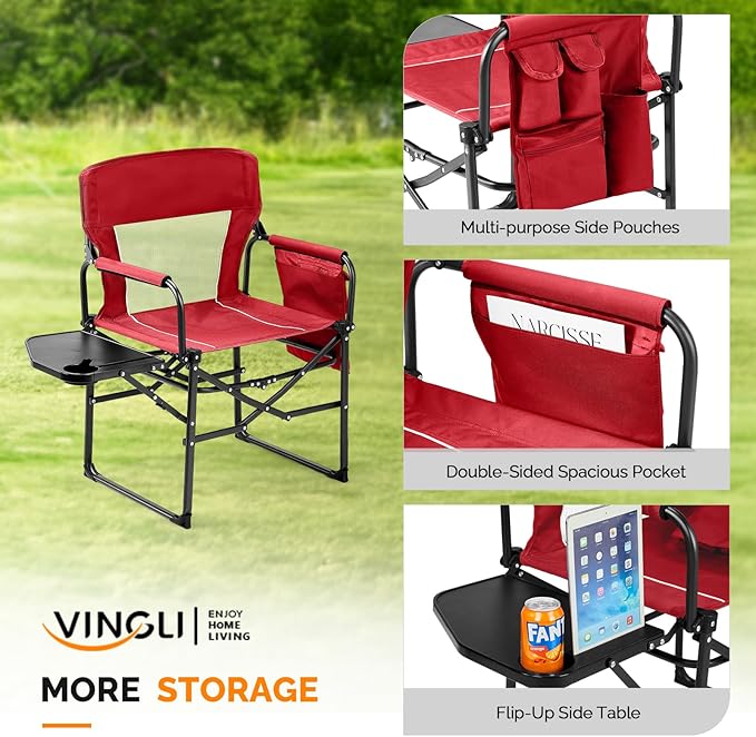 VINGLI Camping Chairs, Directors Chair, Camping Chair - Image 5