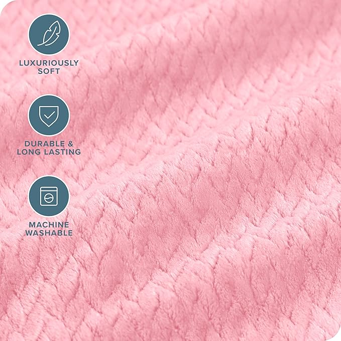 Bare Home Textured Fleece Blanket - Image 3