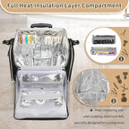 Large Makeup Train Case for Hairstylists & Hairdressers - Cosmetic Organizer with Detachable Pouch, Heat-Insulated & Anti-Scald Full Layer, Hairdressing Tool Storage Trolley with 4 360° Swivel Wheels