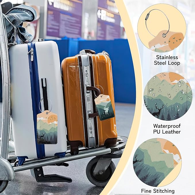 Sunset Landscape Luggage Tag for Suitcase, Mountain Tree Design - Image 5