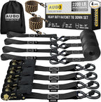AUGO Ratchet Straps Heavy Duty 4 Pack -15 FT - 2200 LB Break Strength – - Cargo by AUGO