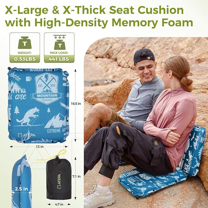 ATEPA Inflatable Stadium Seat Cushion, Self-Inflating Memory Foam Stadium Seats - Image 4