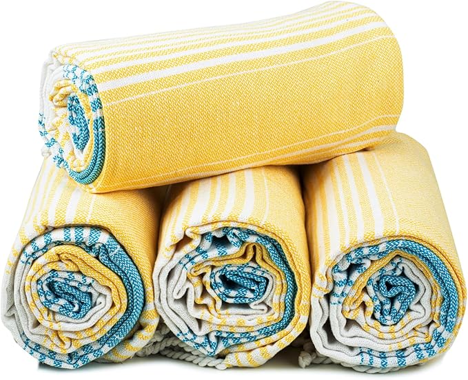 HILLFAIR Cotton Turkish Beach Towels, Quick Dry Lightweight Sand Free Peshtemal - Image 7