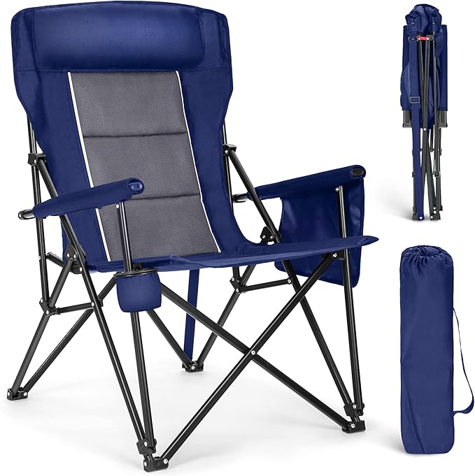 ALPHA CAMP Oversized Folding Camping Chairs High Backrest Heavy Duty Lawn Chairs by ALPHACAMP
